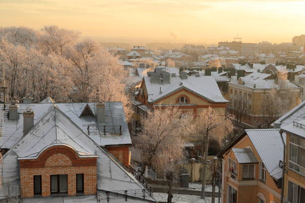 Belgrade-Zemun and Gardos tower  from above, winter time