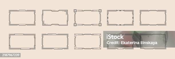 Plank Rectangular Border Vector Set Of Black Rectangular Frames With Linear Geometric Borders ...