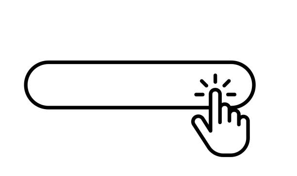 ilustraciones, imágenes clip art, dibujos animados e iconos de stock de icono de clic en el motor de búsqueda de internet web - cuadro de búsqueda