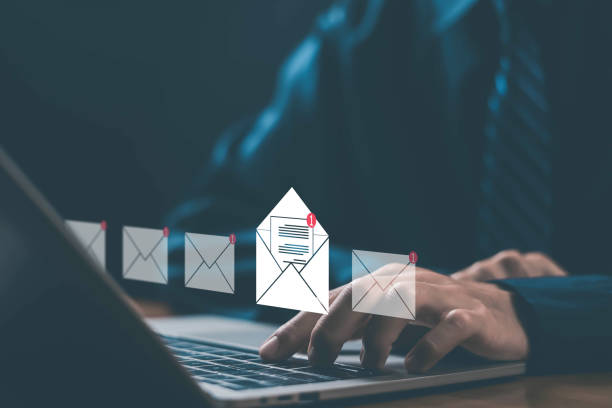 istock Open new email. Email communication wireless technology Connecting people around the world 2187969946