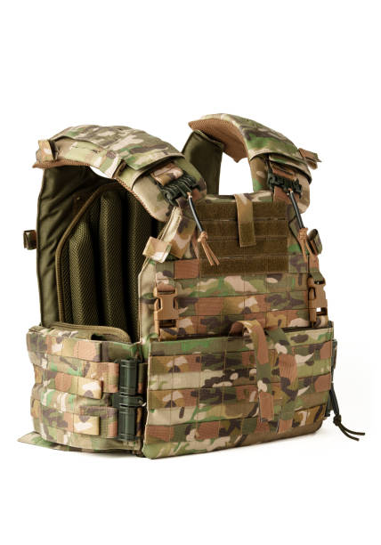 istock Camouflage bulletproof vest isolated on white background 2187970510