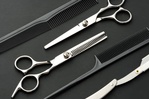 istock Tools for barbershop on black background studio shot 2187971046