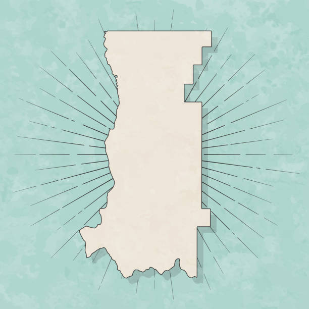 Map of Stevens County - Washington, in a trendy vintage style. Beautiful retro illustration with old textured paper and light rays in the background (colors used: blue, green, beige and black for the outline). Vector Illustration (EPS file, well layered and grouped). Easy to edit, manipulate, resize or colorize. Vector and Jpeg file of different sizes.
