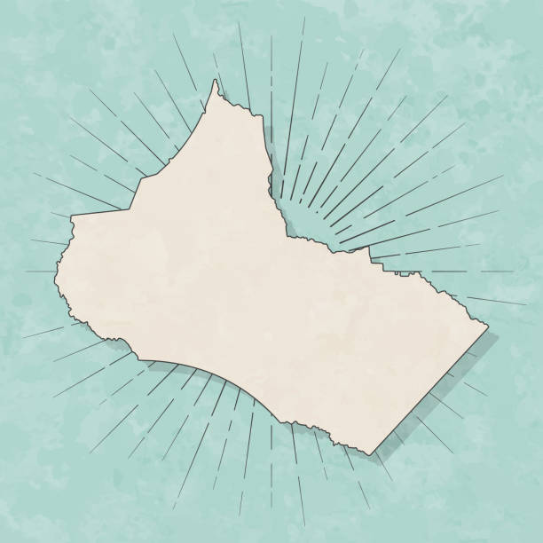 Map of Crockett County - Tennessee, in a trendy vintage style. Beautiful retro illustration with old textured paper and light rays in the background (colors used: blue, green, beige and black for the outline). Vector Illustration (EPS file, well layered and grouped). Easy to edit, manipulate, resize or colorize. Vector and Jpeg file of different sizes.