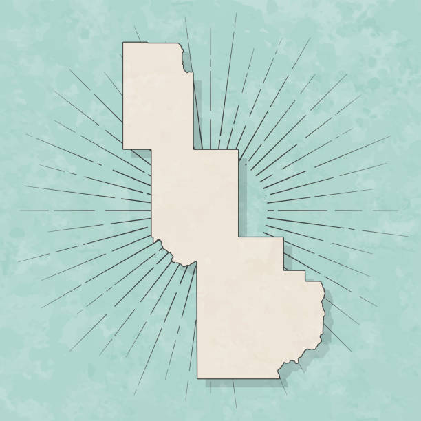 Map of Powell County - Montana, in a trendy vintage style. Beautiful retro illustration with old textured paper and light rays in the background (colors used: blue, green, beige and black for the outline). Vector Illustration (EPS file, well layered and grouped). Easy to edit, manipulate, resize or colorize. Vector and Jpeg file of different sizes.