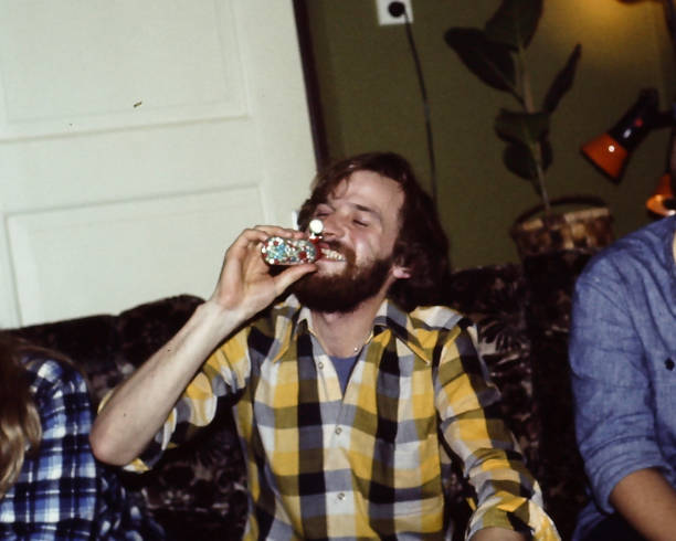Young man on a Party in the Seventies
