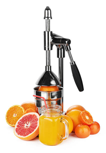istock Mechanic juicer for citrus fruits isolated on white 2187975283
