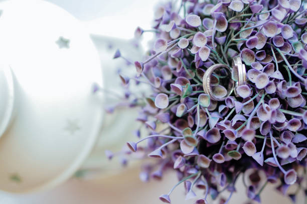 a pair of rings on flowers