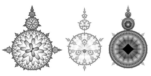 3 fractal design elements based on the Julia Set fractal. Isolated on white background.