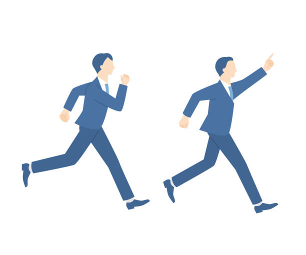 istock Business people running. Moving towards the goal. Demonstrating leadership. 2187985707