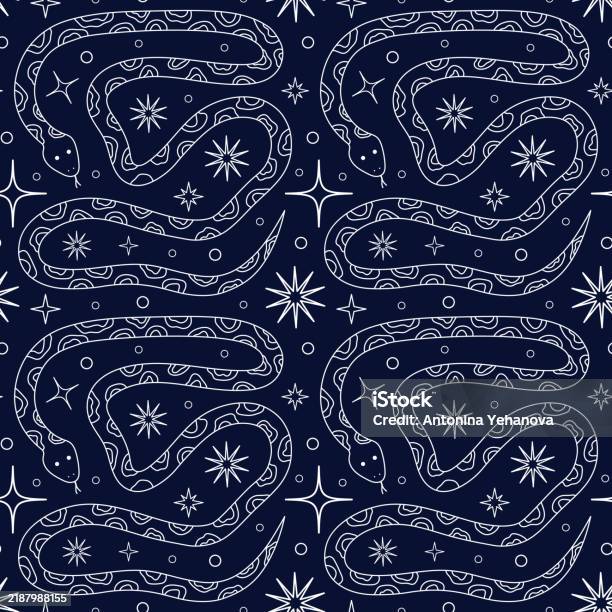Spectacle Pattern Snake Seamless Pattern With Snakes And Stars Mystical Snake Pattern For ...
