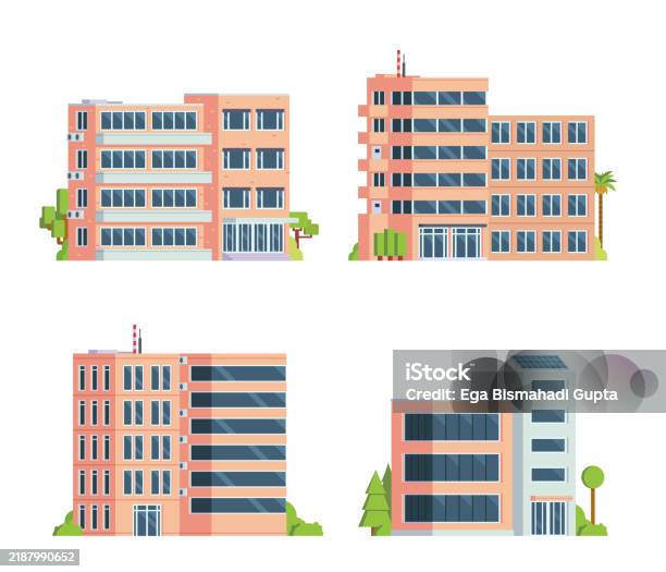 Office Building Illustration Vector Elements Set And Collection Stock ...