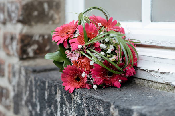 bridal bouquet at the wedding scarlet roses