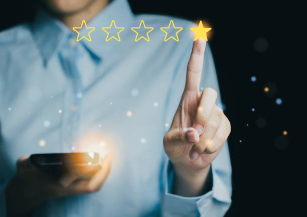 istock person rating service with five stars using smartphone, expressing satisfaction and engagement 2187991668