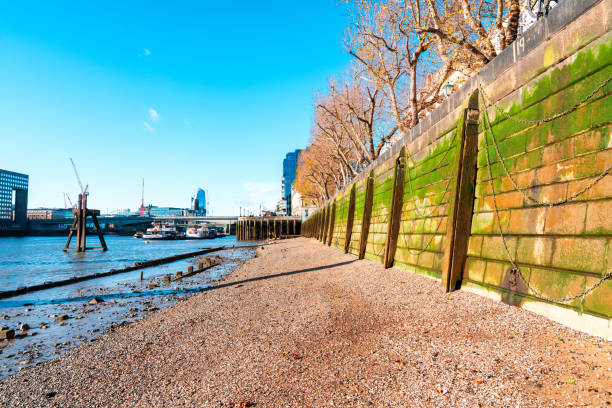 Low tide on the River Thames, London