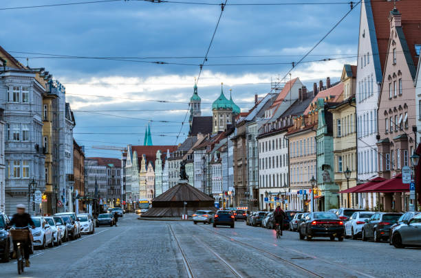 istock Street in Augsburg at sunset 2187995862