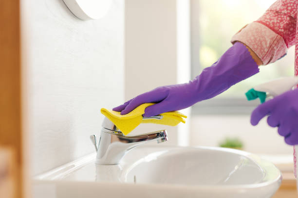 istock Woman cleaning the bathroom sink 2187995989