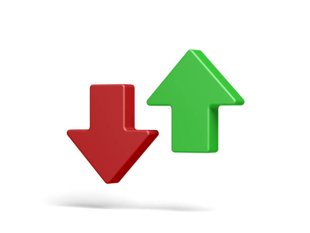 istock Up and down arrows isolated on white background. Green and red. 2187996606