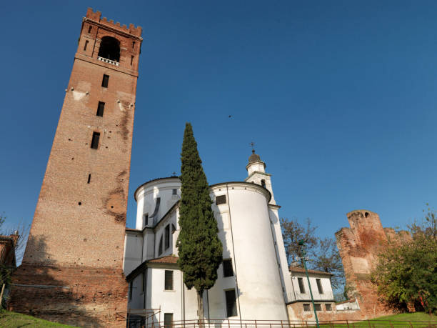 istock Landscape with stone bell tower, in Italy 2187999637