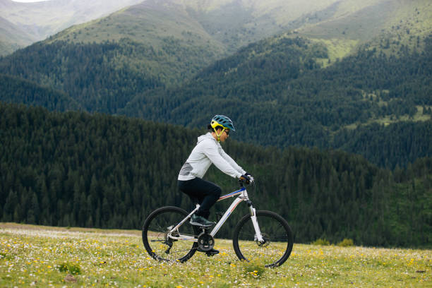 istock Riding mountain bike in the beautiful mountains 2188001507