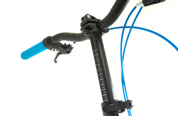 istock Cycling, bicycle, handlebar with saddle holder and long stem with measurement marks and cables. 2188002284