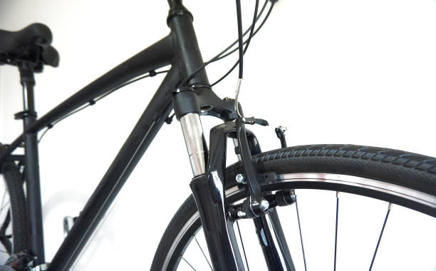 istock Close-up bicycle with shock fork and v-brake horseshoe with blurred background. 2188004580