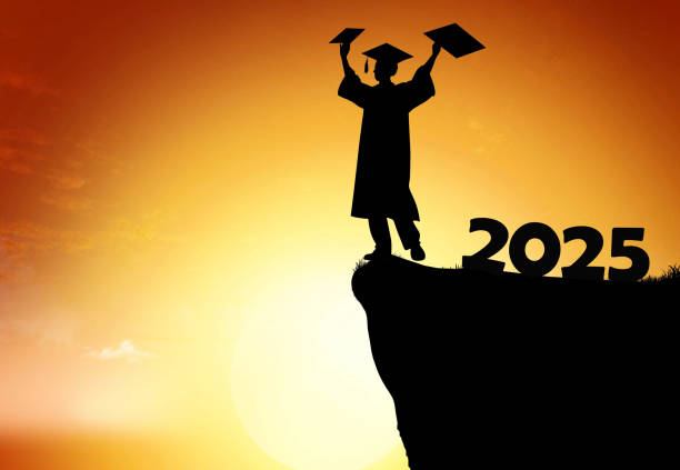 istock Silhouette Young man Graduation in 2025 years, education congratulation concep 2188005486
