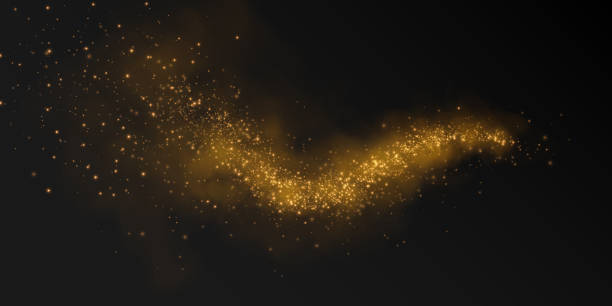 istock Fantastic smoke background.  Magical smoke with glitter and small particles of twinkling stars, fog with glowing particles, golden vapour with stardust. Vector illustration. 2188009737