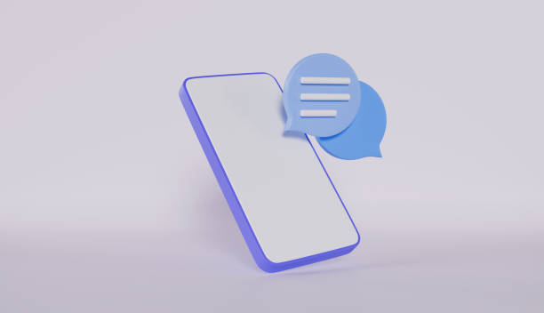 istock Smartphone with speech bubble chat message social media communication concept on pastel color background 2188012489