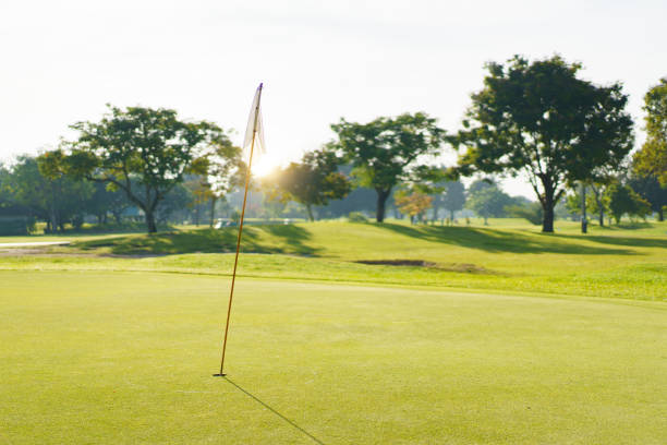 Flag and hole at golf club