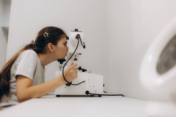 istock The universal tool of the optometrists and oculists. Checking eyesight. Eyesight correction. Closeup. Patient in clinic 2188019729