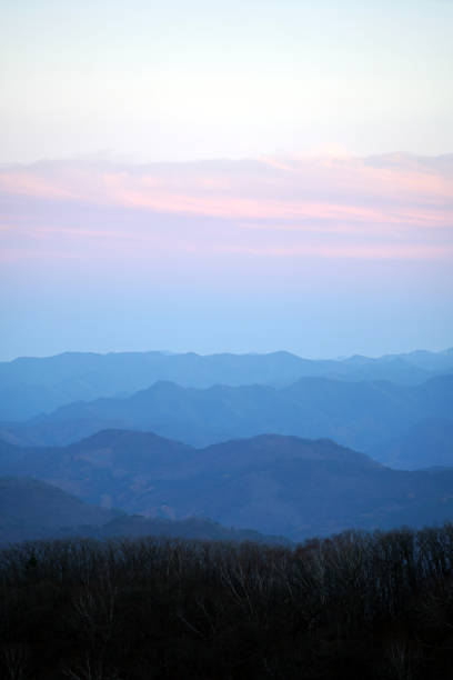 Beautiful silhouette at dawn in the mountains