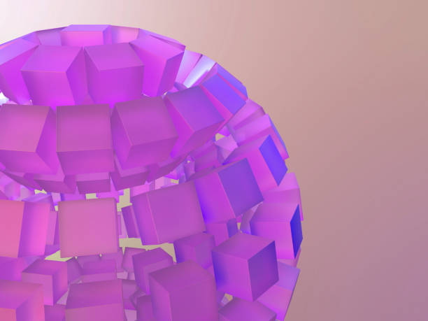 3D illustration of a sphere made up of cubes