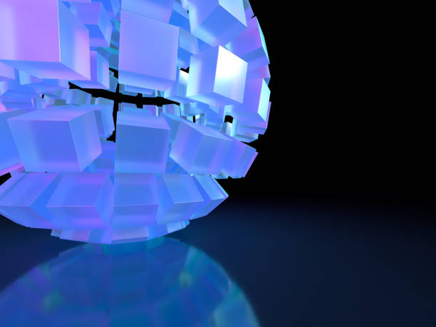 istock 3D illustration of a sphere made up of cubes 2188029175