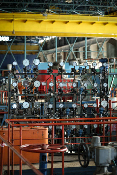 istock Industrial pressure gauges inside a heating plant 2188029231