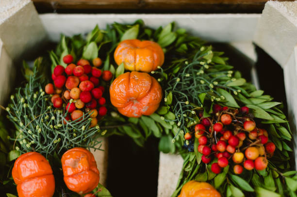 istock A wreath of fruit including oranges and berries. Christmas 2188031694