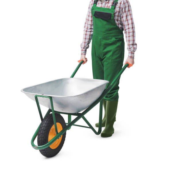 istock Happy gardener posing with a wheelbarrow 2188033010