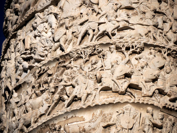Dramatic Light on an Ancient Roman Warrior Statue inside church of San Pietro da Verona in Santa Anastasia