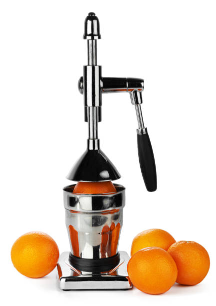 istock Mechanic juicer for citrus fruits isolated on white 2188036405