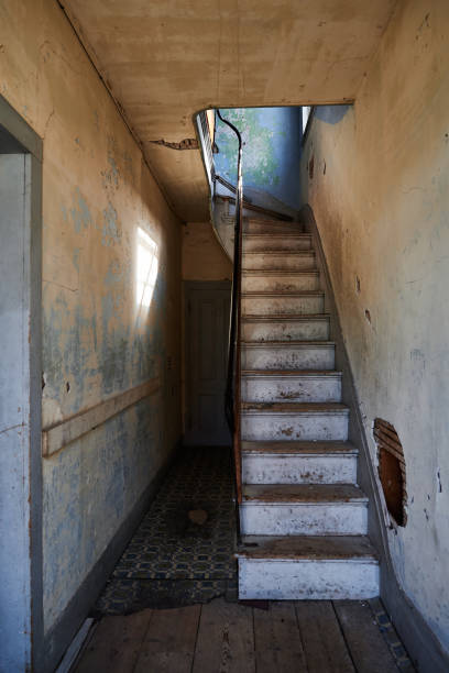 istock Ghost town stairs to the second floor 2188042330
