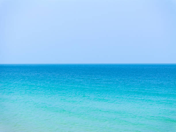 Sea Blue Ocean Water Horizon Background View Texture Surface Wave Shore Calm Summer