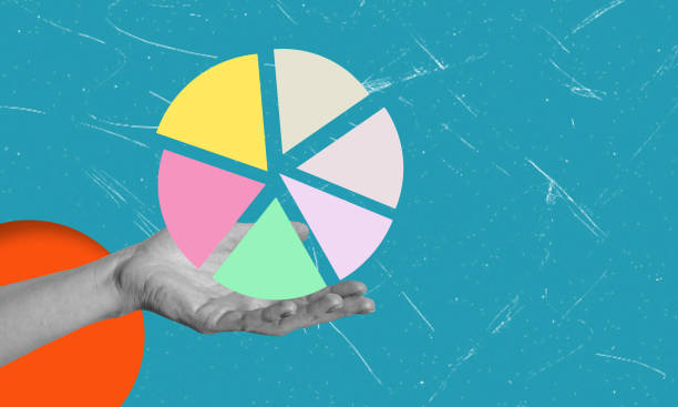 istock Modern art collage featuring hand and round graphs, and diagrams. 2188047565