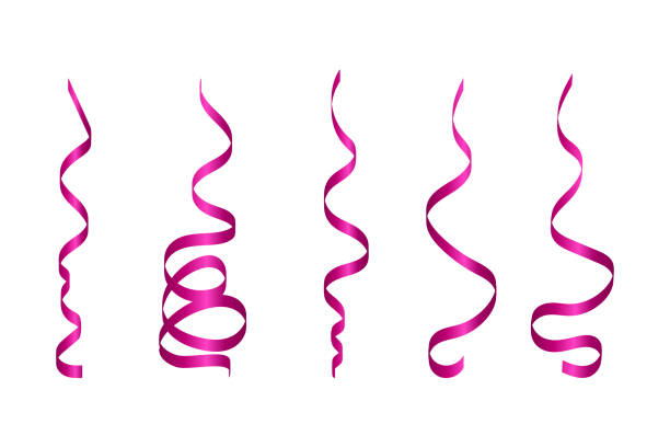 istock Set Of Bright Pink Curly Ribbons Isolated On White Background. Vector Illustration 2188049590