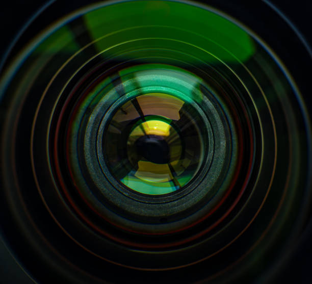 istock Close-up lens,Video camera lens,Camera lens close up and blue background 2188052385