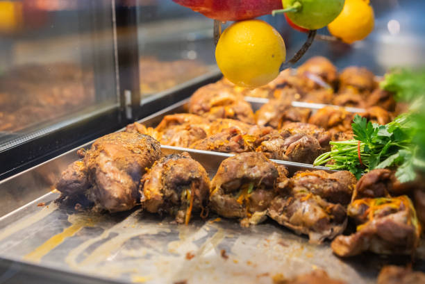 Pork meat pile, soft focus close up