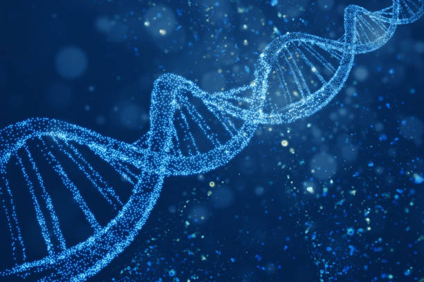 istock Digital DNA Strand Representation in Blue with Particle Effects 2188060332