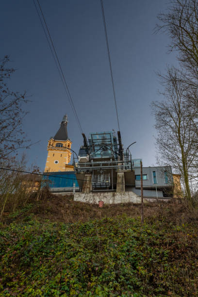 Cable car on two ropes over railway tracks in Usti nad Labem CZ 11 30 2024