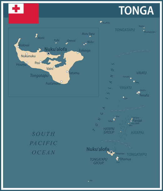 Tonga Map Vector Vintage Dark Blue Beige Layered Political Tonga Map Vector Vintage Dark Blue Beige Layered Political Map Of Tonga With 