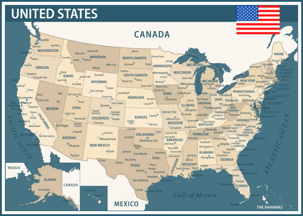 United States Map Vector New 2024 Colorful - Customizable layered political map of United States with administrative divisions for website, education, reports, news, politics, print, poster, wallpaper