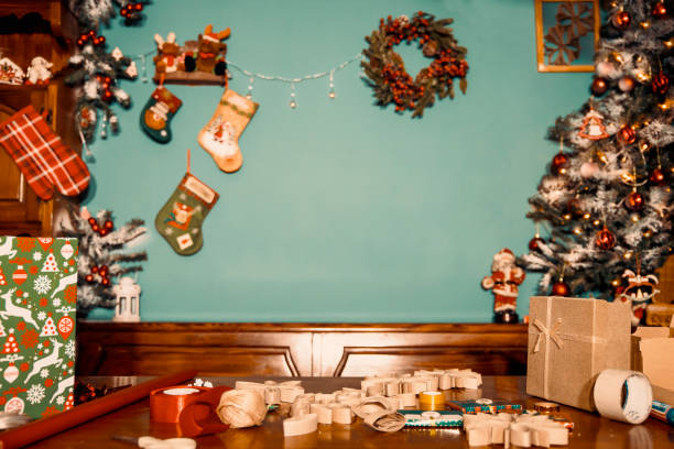 The two socks and christmas on the white wall